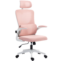 Vinsetto - Chaise de bureau en maille avec appui-tête réglable et soutien lombaire - rose-Le soutien lombaire soulage la pression sur le bas du dos