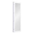 HOMCOM Mirror Jewelry Cabinet with Full Length Mirror - 14.5" L x 3.75" W x 47.75" H - White-Wall mounted and slim design for saving the space 
