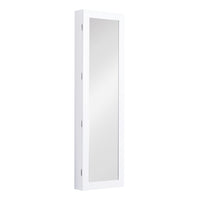 HOMCOM Mirror Jewelry Cabinet with Full Length Mirror - 14.5" L x 3.75" W x 47.75" H - White-Wall mounted and slim design for saving the space 