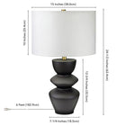 Hudson&Canal - Lampe de table Cassian 63 cm de haut avec abat-jour en tissu - Noir mat/laiton/blanc-Dimensions du produit : 15" L x 15" l x 24,5" H