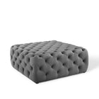 Modway Amour Tufted Button Large Square Performance Velvet Ottoman - Grey-Tufted Button Accent Ottoman
