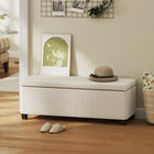 HOMCOM 44 Inch Storage Ottoman Bench with Lid and Legs - Beige-Wear-resistant material ensures long-lasting use