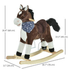 Qaba - Cheval à bascule en peluche pour enfants cowboy rocker - marron-Renforce les muscles du tronc et les bras pendant le mouvement, aide également à améliorer l’équilibre 