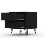 Manhattan Comfort Rockefeller Mid-Century Modern Dresser and Nightstand Set - Black-30 Day Limited Manufacturer's Warranty