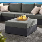 Modway - Tahoe Terrasse extérieure Aluminium revêtu en poudre Ottoman in Charbon de bois gris-Rembourrage en mousse dense