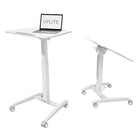 Uplite Tiltable Gas Spring Height Adjustable Desk with Locked Casters - White-The water-proof desktop is easy to be cleaned if stained.