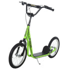 Aosom Youth Street Kick Scooter with 16'' Inflatable Wheel Dual Brakes - Green-Help your sweetie improve their sense of balance and build up strength 