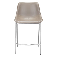 Zuo Magnus Counter Stool - Brown/Silver - Set of 2-Plush and durable faux leather fabric