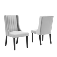 Modway Renew Parsons Performance Velvet Dining Side Chairs - Light Grey - 2 Pack-Parsons Dining Chairs
