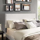 Modway Macie Vinyl Full Platform Bed with Round Splayed Legs - White-Wood Frame / Particleboard Panel