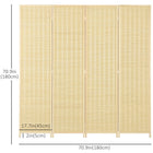 HOMCOM 4 Panel Bamboo Hand-Woven Freestanding Room Divider for Home Office - Natural Wood-Solid pine wood frame for solidness
