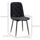 HOMCOM Dining Chairs with Metal Legs - Black - Set of 4-Protective foot pads prevent scratching on floors