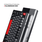 Cybeart - X75 Rhino Clavier De Jeu Sans Fil Rgb Tkl Cnc En Aluminium - Noir/Rouge/Gris-Conception à 5 couches avec joints en mousse Poron et IXPE pour une isolation acoustique optimale et un confort de frappe exceptionnel. Les couches internes amortissantes minimisent la résonance et suppriment l’écho, produisant un son riche et feutré pour une frappe plus silencieuse