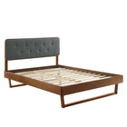 Modway Bridgette Wood Full Platform Bed with Angular Frame - Walnut Charcoal-Full Platform Bed Frame