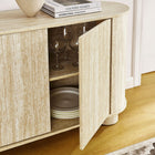 Modway Overture 63" Oval Faux Travertine Sideboard - Travertine-3 Push-to-Open Doors
