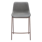 Zuo Magnus Counter Stool - Slate Grey/Walnut - Set of 2-Plush and durable faux leather fabric