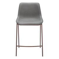 Zuo Magnus Counter Stool - Slate Grey/Walnut - Set of 2-Plush and durable faux leather fabric