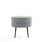 Manhattan Comfort Bailey 18.11" Mid-Century Modern Polyester Blend Upholstered Ottoman - Grey with Black Legs-18.11" L x 22" W x 17.32" H