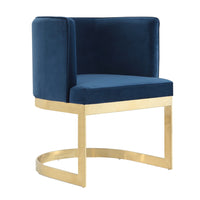 Manhattan Comfort - Chaise de salle à manger moderne Aura 62 cm en velours bleu royal et laiton poli-Chaise de salle à manger moderne parfaite pour la salle à manger et comme accent dans le salon