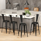 HOMCOM Bar Stools with Removable Back and Metal Frame - Black - 4 Pack-Made of powder-coated metal frame for strength
