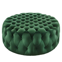 Modway Amour Tufted Button Large Round Performance Velvet Ottoman - Emerald-Tufted Button Accent Ottoman