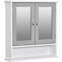 Kleankin Medicine Cabinet with Mirror - Grey-Elegant design, great for kitchen, bathroom and more