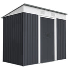 Outsunny Metal Outdoor Storage Shed with Sliding Doors - 7' x 4' - Charcoal Grey-Ample storage space 