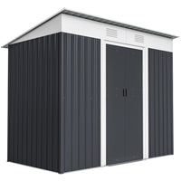 Outsunny Metal Outdoor Storage Shed with Sliding Doors - 7' x 4' - Charcoal Grey-Ample storage space 