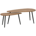 HOMCOM Nesting Coffee Tables with Steel Legs - Brown - 2 Pack-Set of two nesting tables–use together or separately