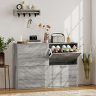 HOMCOM Slim Shoe Storage Cabinet with 4 Flip Drawers for 12 Pairs - Grey-Compact design suits for small entryways, hallways, or any narrow places