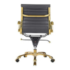 Plata Import - Antoni chaise de bureau en cuir PU tapisserie d'ameublement cadre doré à dossier bas, Noir-Inclinaison centrale