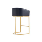 Manhattan Comfort Louvre 21" Mid-Century Modern Leatherette Upholstered Barstool - Black and Titanium Gold - 2 Pack-Delivered to you Fully Assembled! No Assembly Required