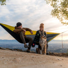 Grand Trunk Double Deluxe Hammock with Straps - Charcoal/Magenta-Includes (2) ready-to-hang 5 ft hammocks straps.