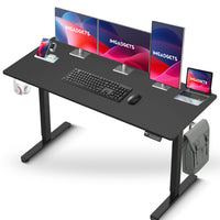 IMHome - Bureau assis-debout électrique réglable en hauteur avec 3 réglages de mémoire - 55 po x 24 po - Plateau noir / structure noire-Améliorez votre espace de travail avec le bureau assis-debout électrique IMHome, une solution polyvalente et riche en fonctionnalités pour les bureaux à domicile et les environnements professionnels. Ce bureau réglable en hauteur permet un ajustement électrique fluide de 28 po à 47 po (72 cm à 118 cm), vous permettant de passer facilement de la position assise à la position