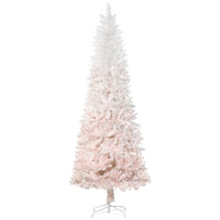HOMCOM 7' Artificial Christmas Tree with Metal Base - Pink/White-Lush with pine tree tips that provide a healthy, natural look 