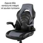 Emerge - Fauteuil de jeu en cuir reconstitué Vortex de la gamme - noir et gris-Appuie-tête intégré pour plus de confort