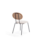 Manhattan Comfort Jardin 19.09" Industry Chic Upholstered Dining Chair - Nature and Oatmeal - Set of 2-Unique Round Shaped Backrest Made of Cane
