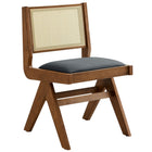 Modway Thera Vegan Leather and Cane Dining Side Chairs - Walnut/Black - 2 Pack-Assembly Required