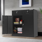 Storemax - Armoire multifonctionnelle horizontale en acier de qualité supérieure avec 2 tiroirs et 2 portes-Base surélevée : la base surélevée protège le contenu des liquides de nettoyage