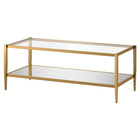 Hudson&Canal Hera 45"W Rectangular Coffee Table with Mirror Shelf - Brass-Top has a weight capacity of 50 lbs, shelf can hold 40 lbs