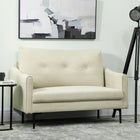 HOMCOM 2 Seater Loveseat Sofa with Button Tufted Back - Cream White-Compact size fits small spaces, maximizing your living area