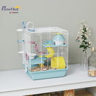 PawHut 16" H 3-Level Hamster Cage with Exercise Wheel, Play Tube, Water Bottle, Food Dish, Hut and Ladder - Blue-Includes a DIY tunnel system, expanding the play area for endless fun 