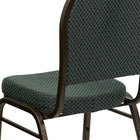 Flash Furniture – Chaise banquet empilable à dossier en dôme, siège en tissu vert 2,5 po, armature dorée (FDC03GV4003)-Panneau arrière sans couture