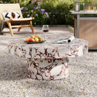 Modway Alora Indoor/Outdoor Patio Concrete Round Coffee Table - Red Marble-Cylindrical Base