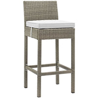 Modway - Conduit Terrasse extérieure Rotin en osier Tabouret de bar - Blanc gris clair-Tabouret de bar extérieur moderne