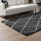 Modway Toryn Diamond Lattice Shag Area Rug - 5 ft W x 8 ft L - Dark Grey/Ivory-100% Polypropylene
