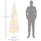 HOMCOM 6' Pre-Lit Artificial Christmas Tree with Warm White LED Lights - White-Section design of branches make disassembly and storage quick and easy 