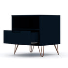 Manhattan Comfort Rockefeller 20.08" Mid-Century Modern 1-Drawer Nightstand 2-Piece Set - Tatiana Midnight Blue-11 Lb. Capacity per Shelf and Drawer