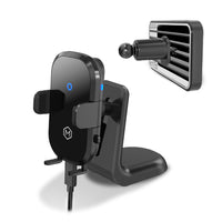 Mighty Mount - Support de chargeur sans fil 15 W, support 2 en 1 pour tableau de bord et grille d'aération-Poignée réglable : convient aux téléphones d'une largeur de 71 mm à 112,6 mm