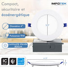 Impotek - Luminaire encastré au plafond DEL 4 po 9W 5CCT gradable avec veilleuse – Paquet de 4-Garantie limitée de 5 ans du fabricant